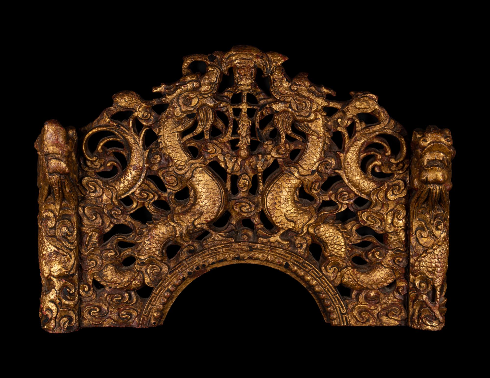 Two Chinese Gilt Wood Panels