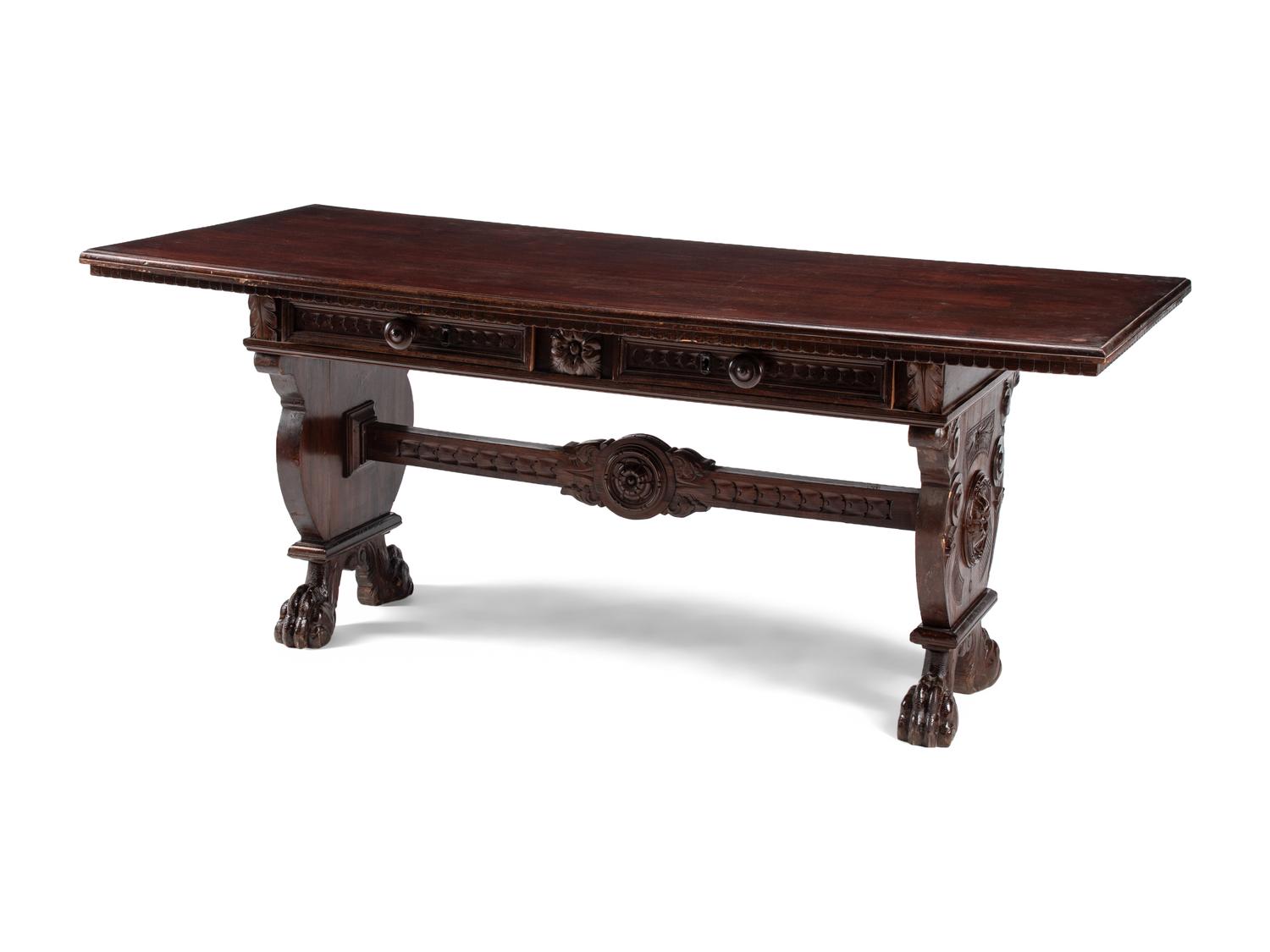 An Italian Renaissance Style Walnut Library Table
