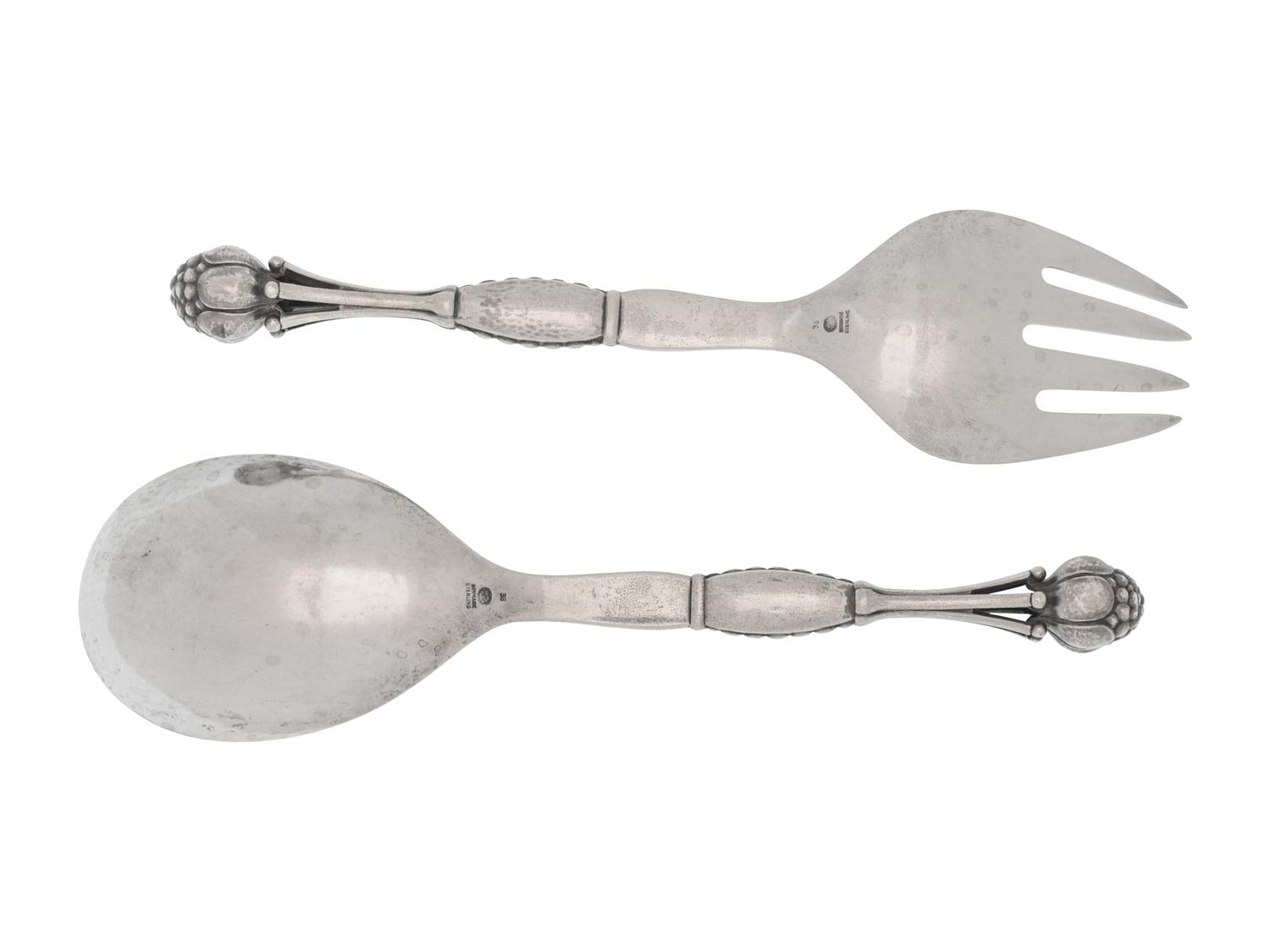 A Georg Jensen Silver Two-Piece Salad Serving Set