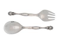 A Georg Jensen Silver Two-Piece Salad Serving Set