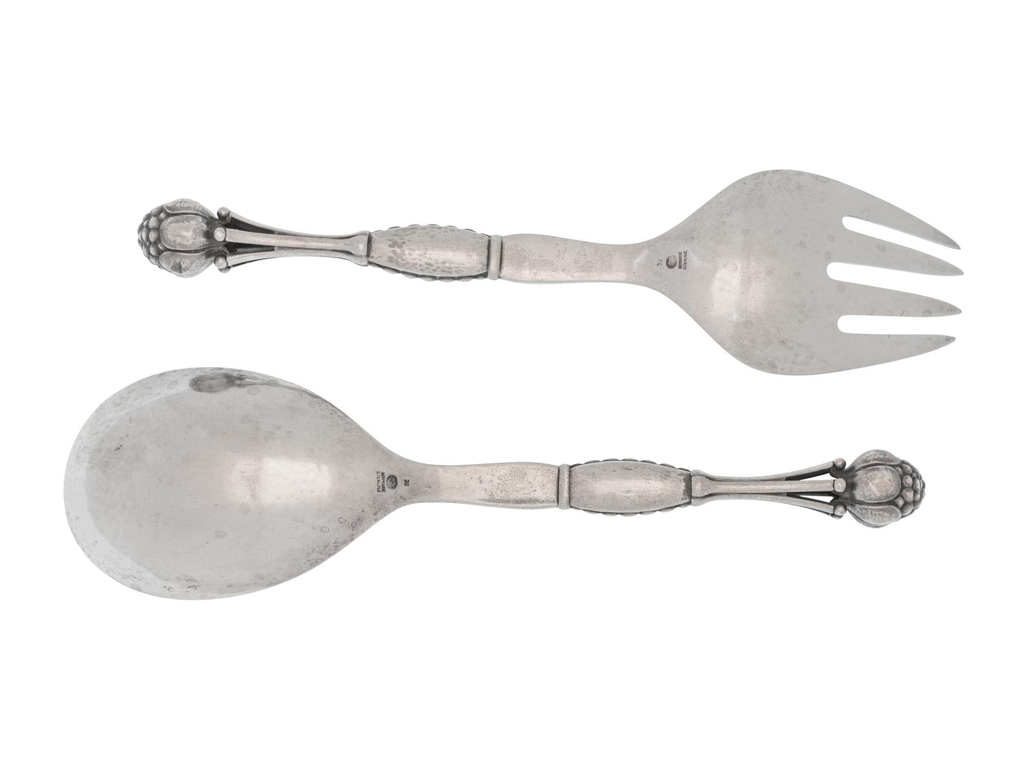 A Georg Jensen Silver Two-Piece Salad Serving Set