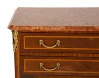 A Louis XVI Style Gilt Bronze Mounted Marble-Top Commode