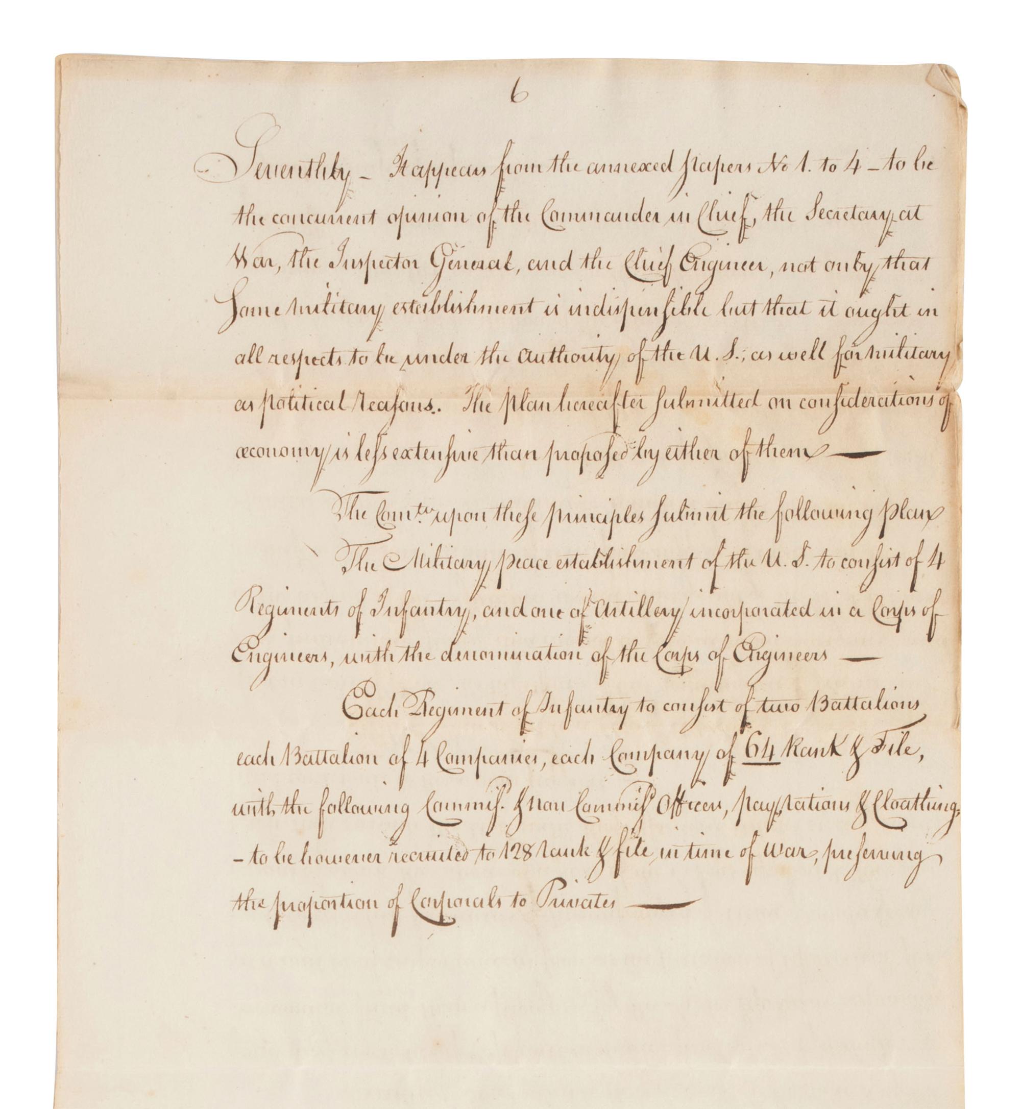 [CONTINENTAL CONGRESS] -- [HAMILTON, Alexander (1755-1804)]. [HOLTEN, Dr. Samuel (1738-1816).] Dr. Samuel Holten's personal copy of the Report of a Committee to the Continental Congress on a Military Peace Establishment, [1783].