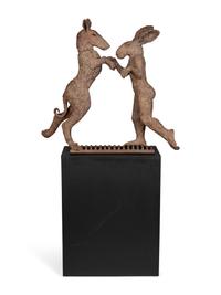 Pink Lady-Hare Dancing with Big Brown Dog, 2000