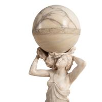 A Continental Carved Marble and Alabaster Figural Lamp