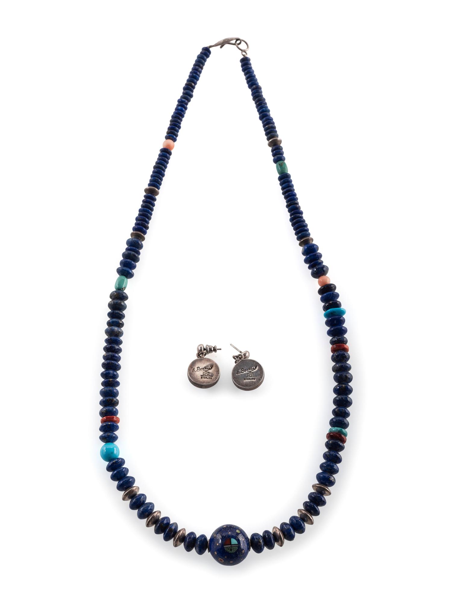 Mosaic Inlay Necklace and Post Earrings