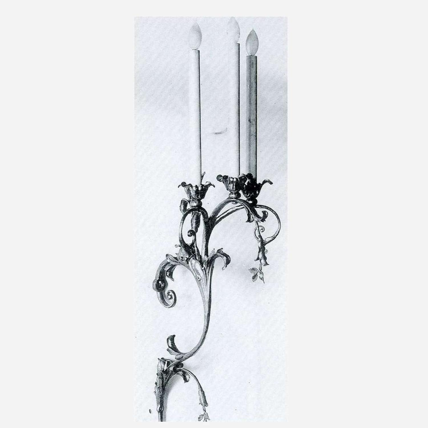 Samuel Yellin (American, b. Ukraine, 1884-1940) Foliate Three-Arm Sconce, Philadelphia, Pennsylvania, circa 1910