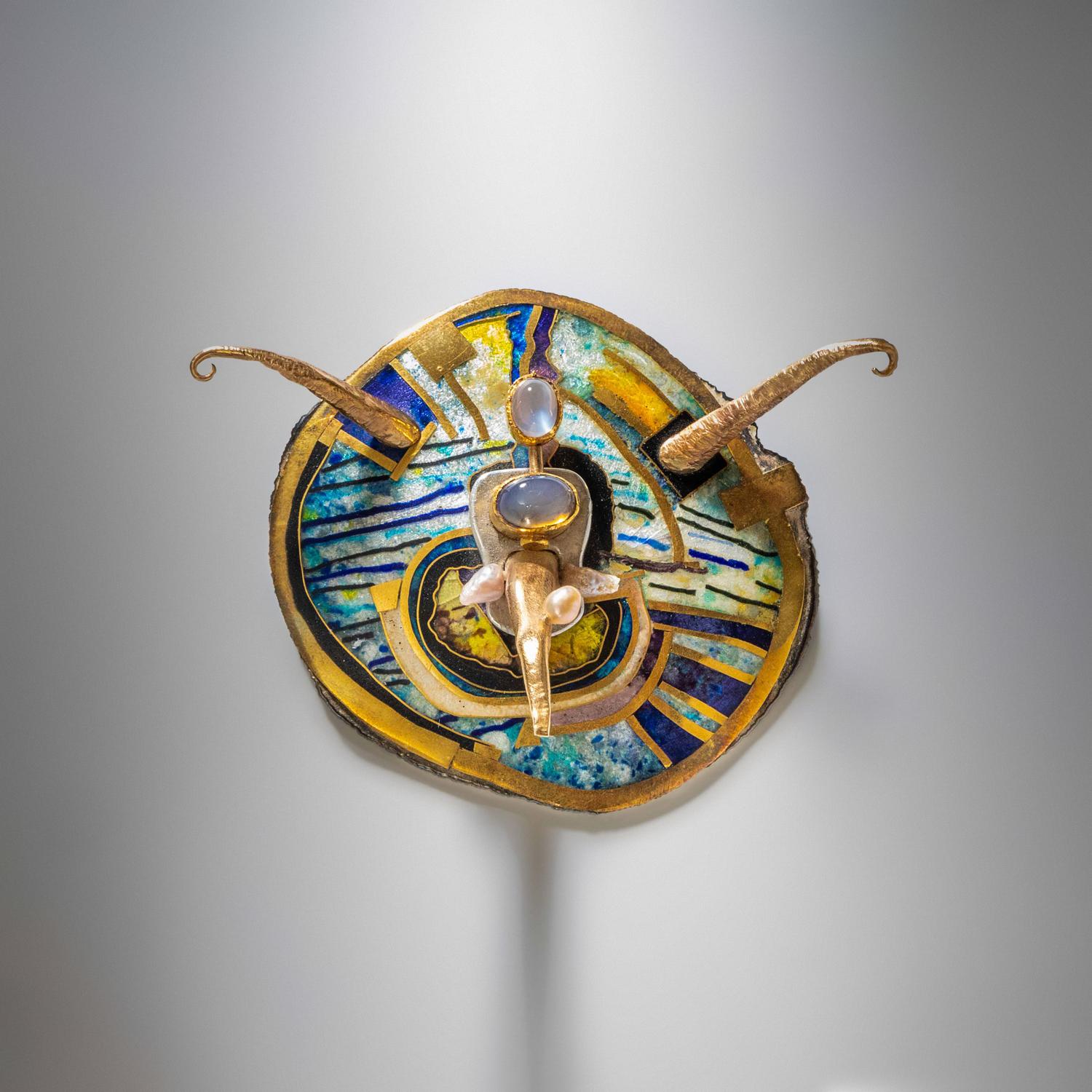 WILLIAM HARPER, GROTESQUE SELF-PORTRAIT OF THE ARTIST AS AN 'ENFANT TERRIBLE' BROOCH 1990