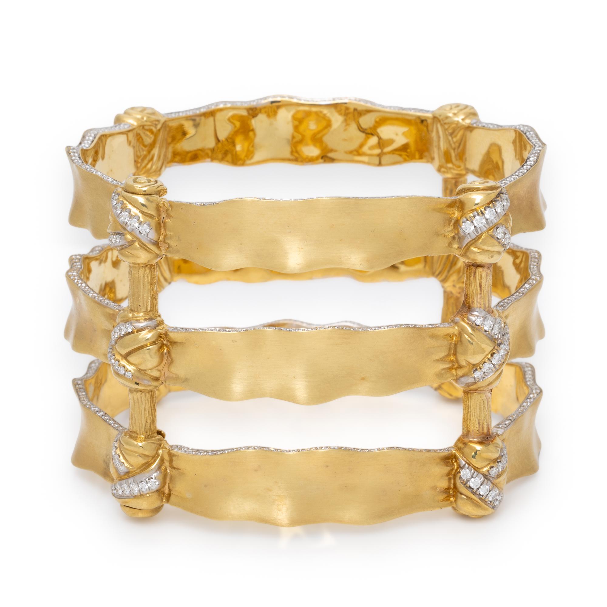 Mish, 'Bond Bow', Yellow Gold and Diamond Cuff Bracelet