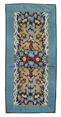 Three Embroidered Silk 'Dragon' Panels