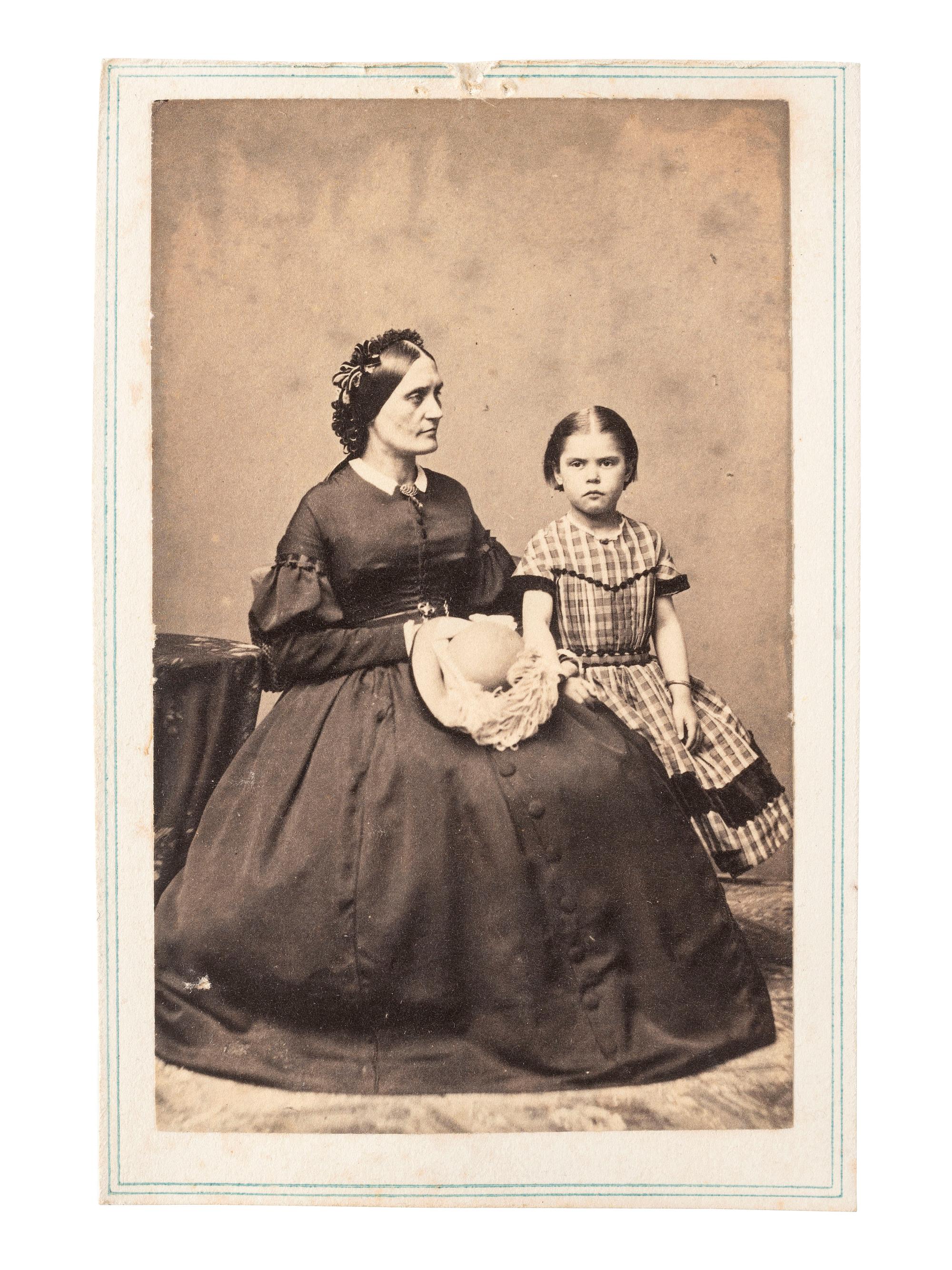 [WOMEN'S SUFFRAGE]. ANTHONY, Susan B. (1820-1906). FREDRICKS, Charles D., photographer. Previously unknown CDV of Susan B. Anthony with a young girl. New York, NY.
