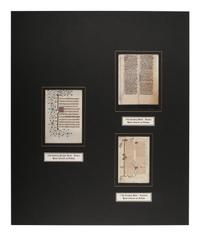 [MANUSCRIPT LEAVES -- BIBLES]. A group of 3 manuscript leaves on vellum, matted together, comprising: