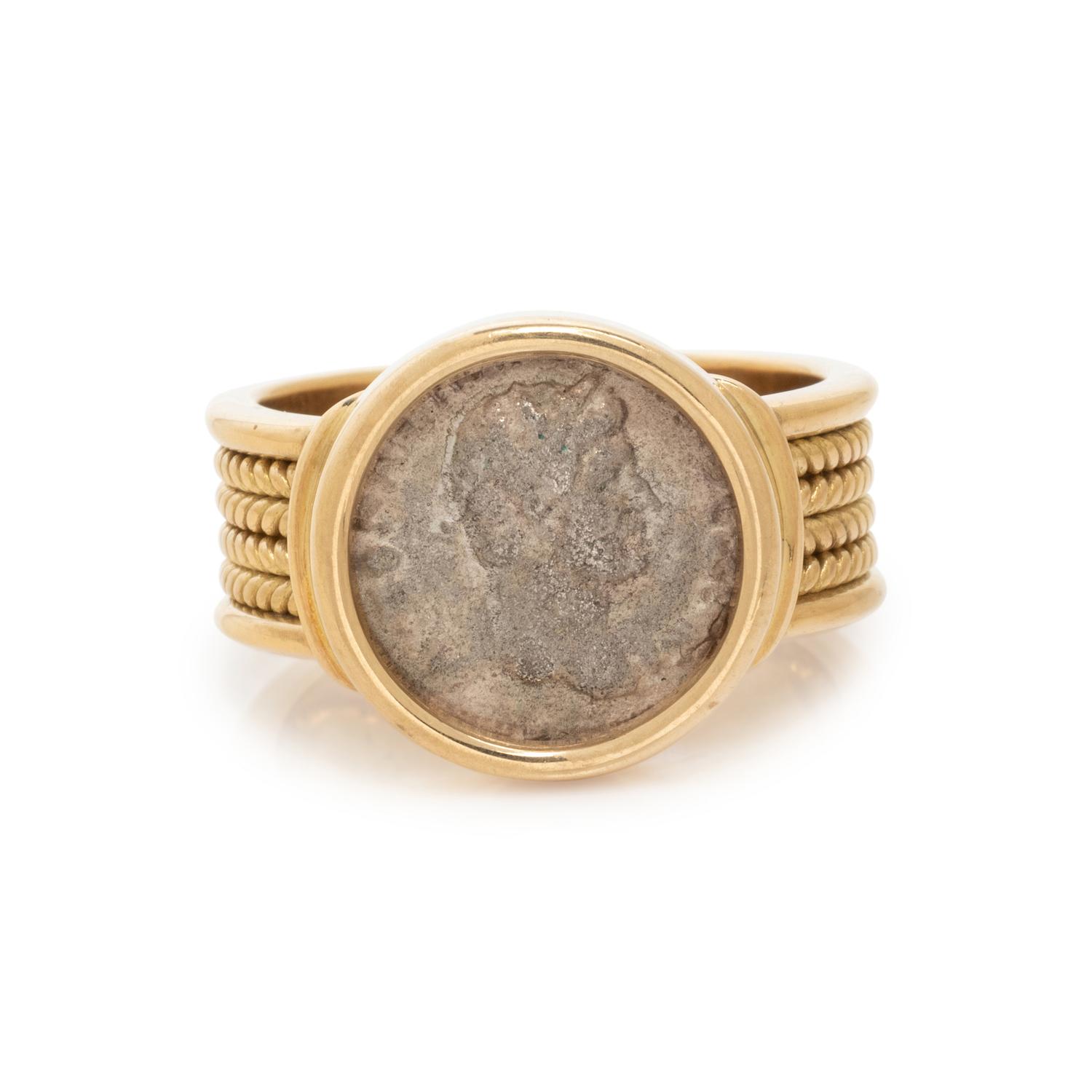 YELLOW GOLD AND ANCIENT COIN RING