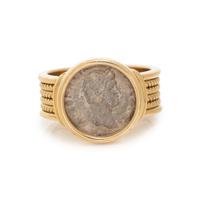 YELLOW GOLD AND ANCIENT COIN RING
