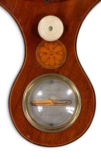 A George III Mahogany and Marquetry Wheel Barometer