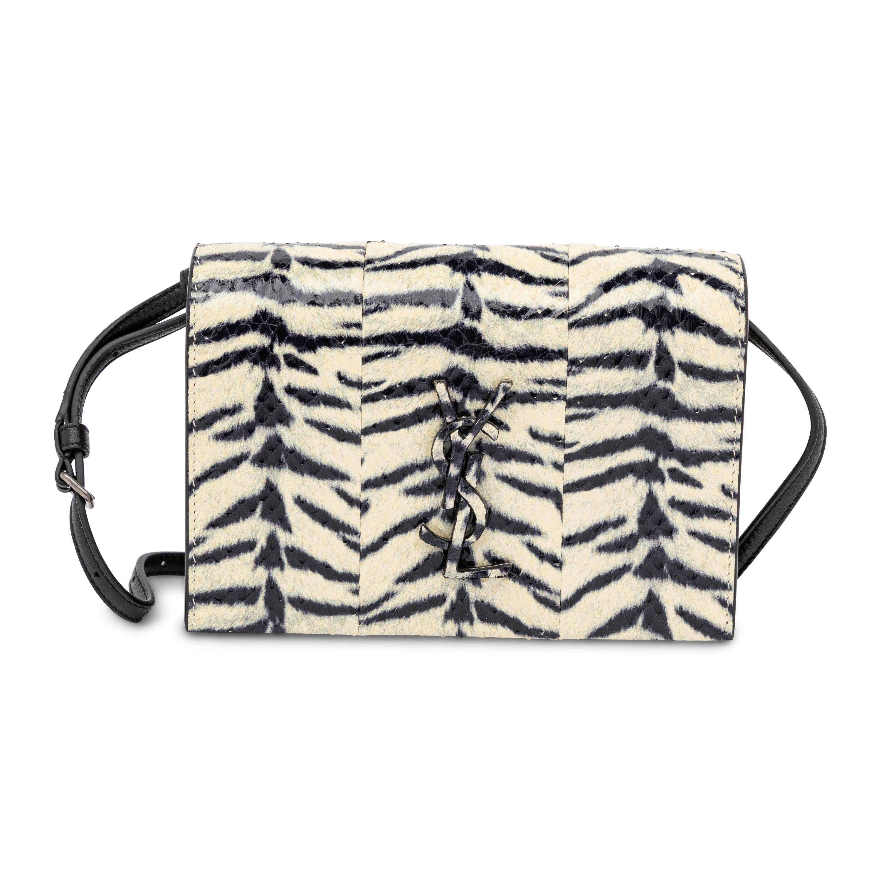 Saint Laurent, Kate Strap Wallet in Zebra-Print Snakeskin