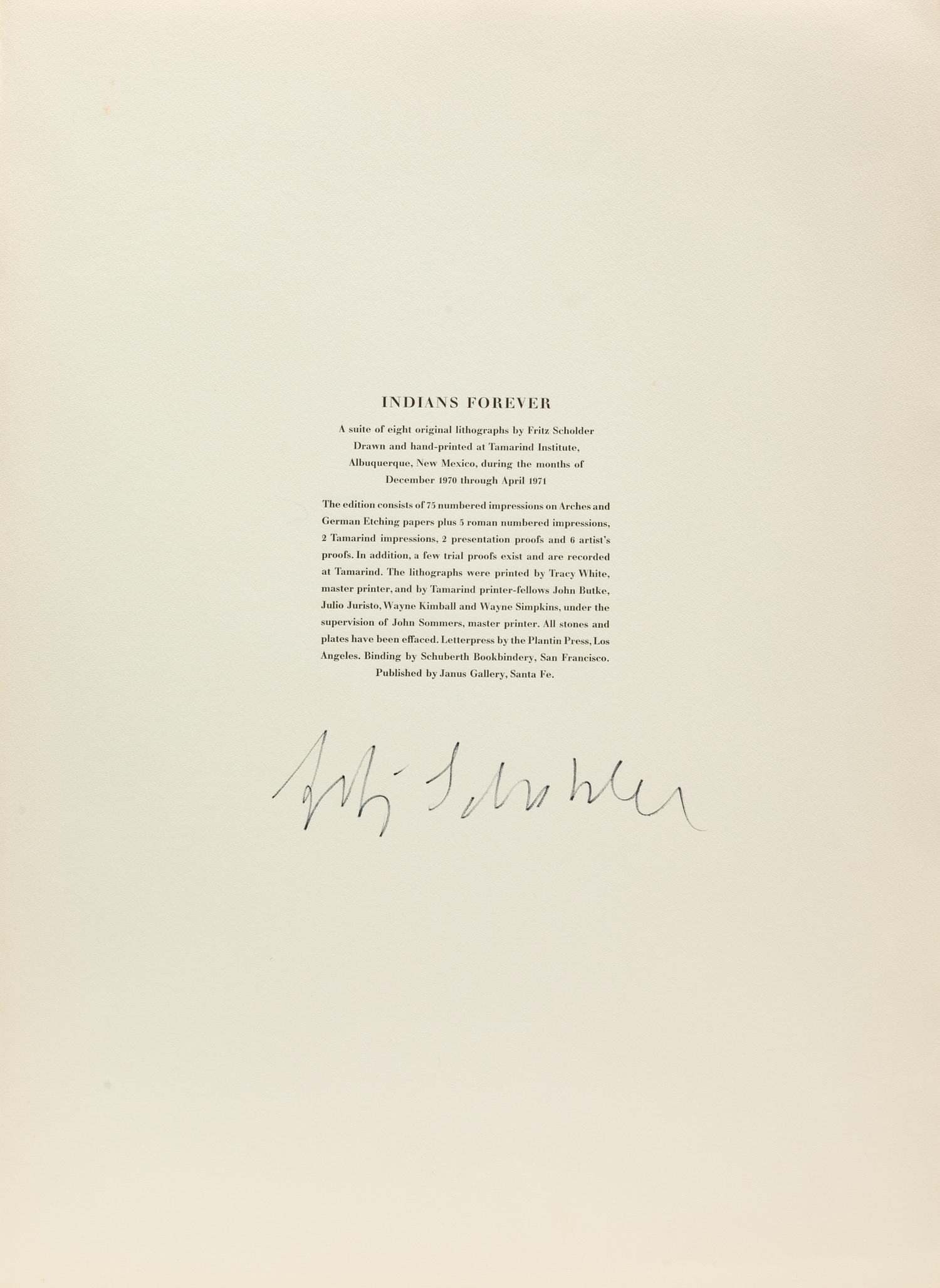 Indians Forever , Complete Portfolio of Eight Lithographs: