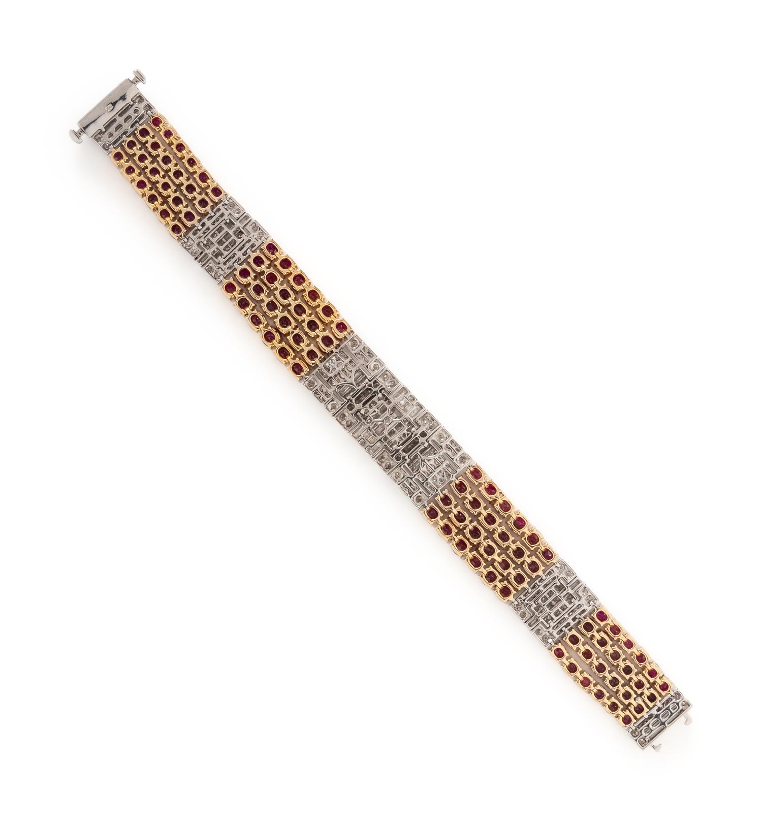 UNHEATED BURMESE RUBY AND DIAMOND BRACELET
