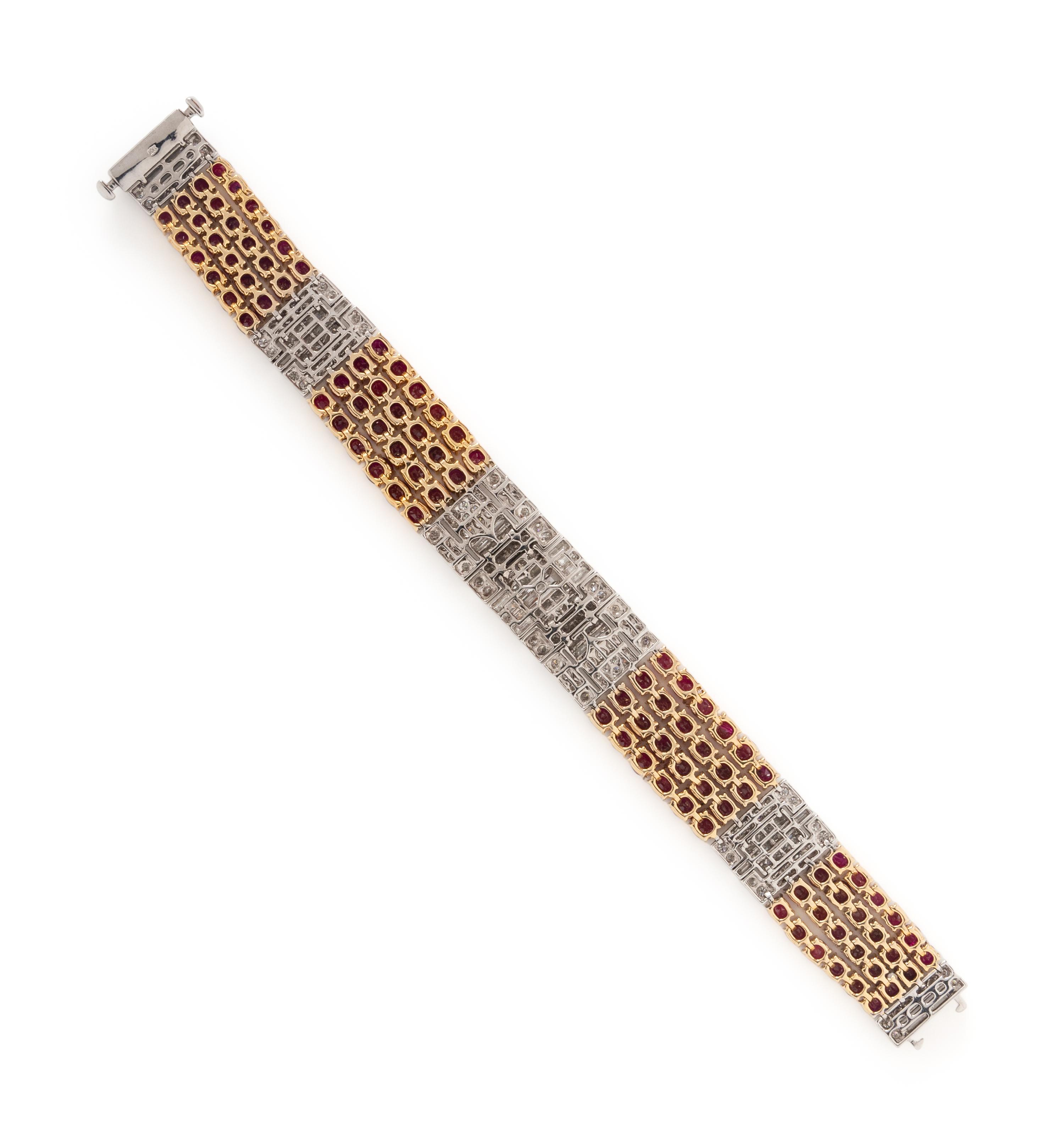 UNHEATED BURMESE RUBY AND DIAMOND BRACELET