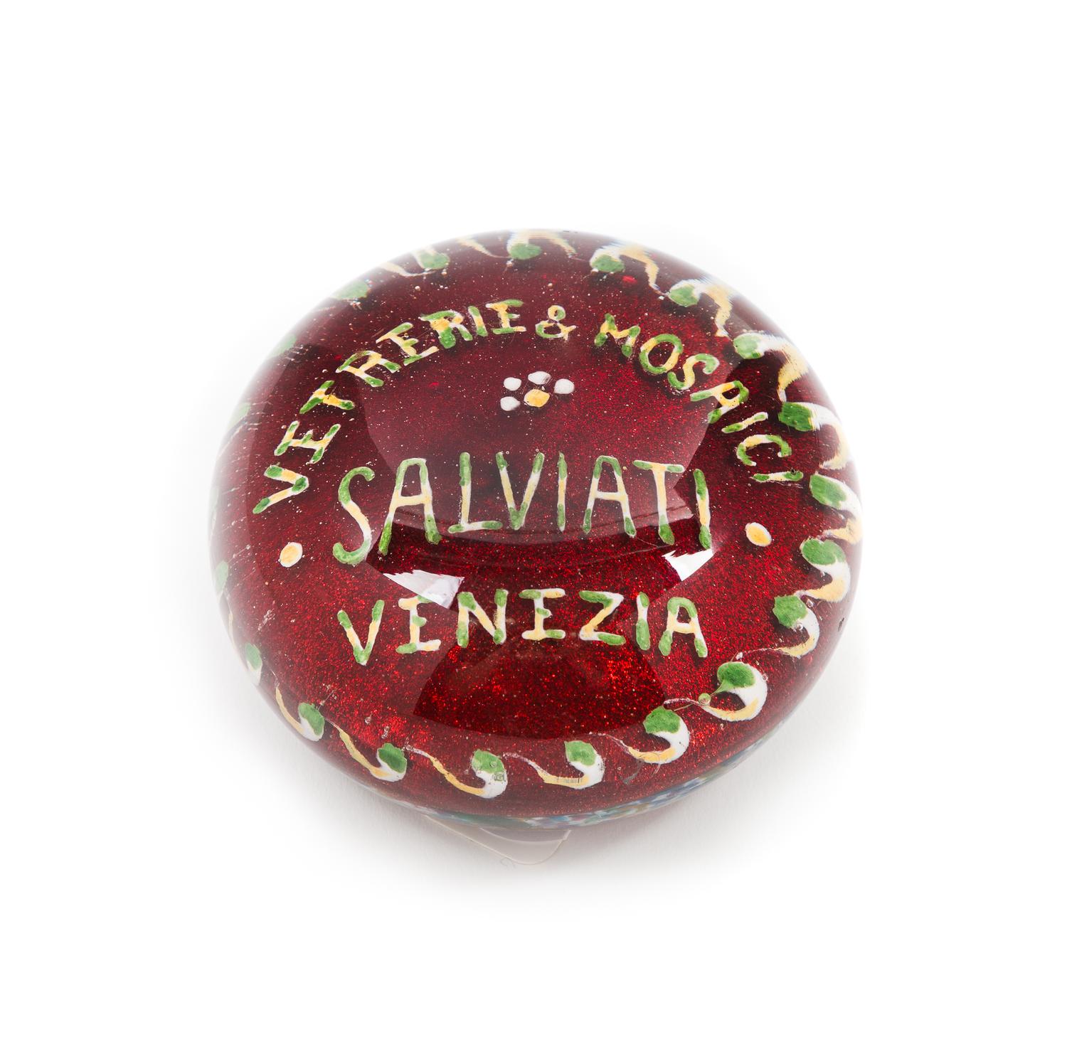 A Salviati Glass Advertising Paperweight 2 x 3 1/2 inches. — Murano, Italy