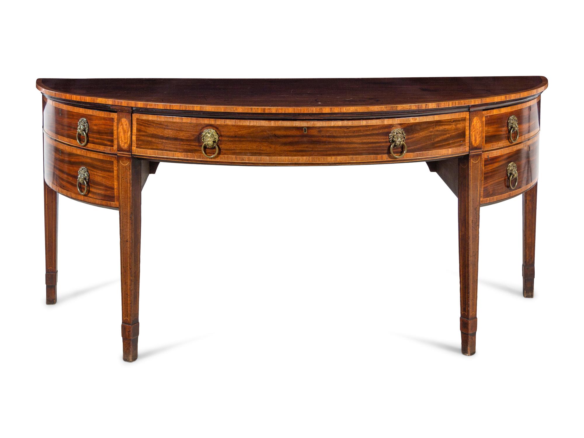 A Late George III Satinwood Inlaid Mahogany Sideboard