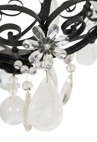 A Wrought Iron and Rock Crystal Twelve-Light Chandelier