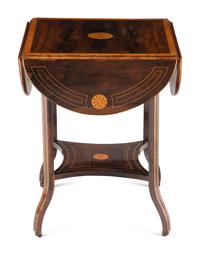 An Edwardian Inlaid Rosewood and Satinwood Drop-Leaf Table
