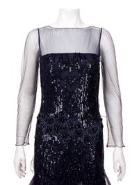 Oscar de la Renta Sequined Dress with Ostrich Feathers, 2000-10s
