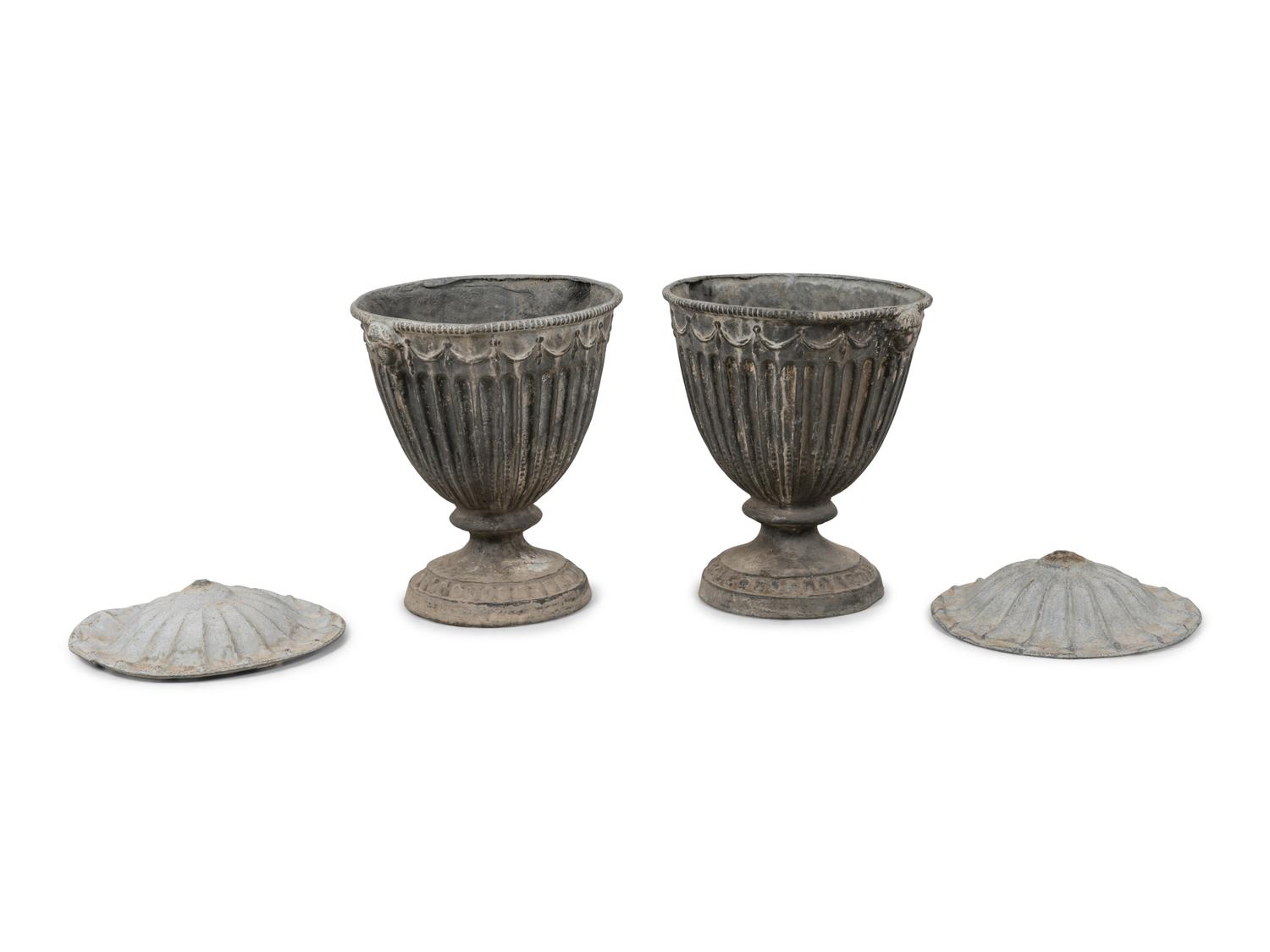 A Pair of Neoclassical Lead Jardinières