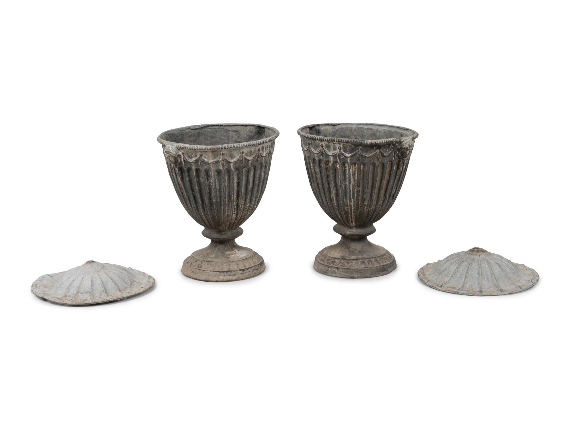 A Pair of Neoclassical Lead Jardinières
