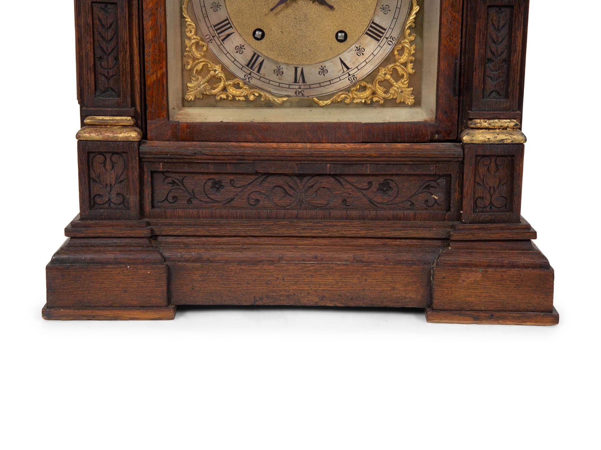 A Victorian Gilt Metal Mounted Oak Bracket Clock