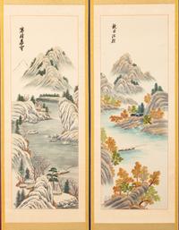 A Korean Four-Paneled Embroidered Silk Screen