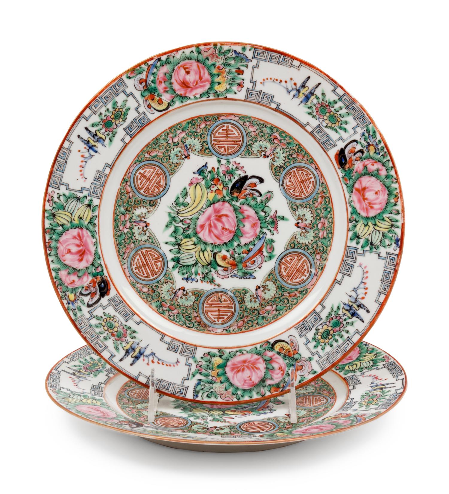 A Large Collection of 128 Export Rose Medallion Porcelain Wares