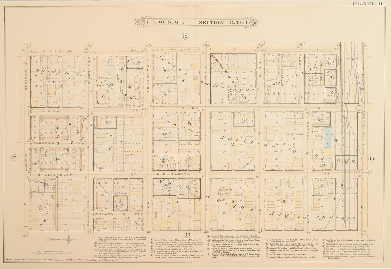 A group of 5 maps of Chicago streets, comprising: