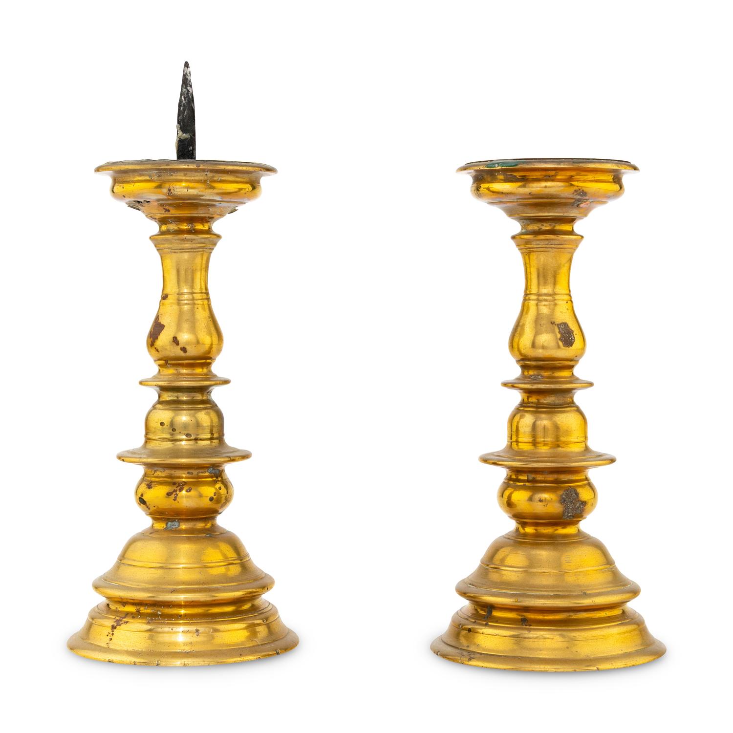 A Pair of Louis XVI Brass Pricket Sticks