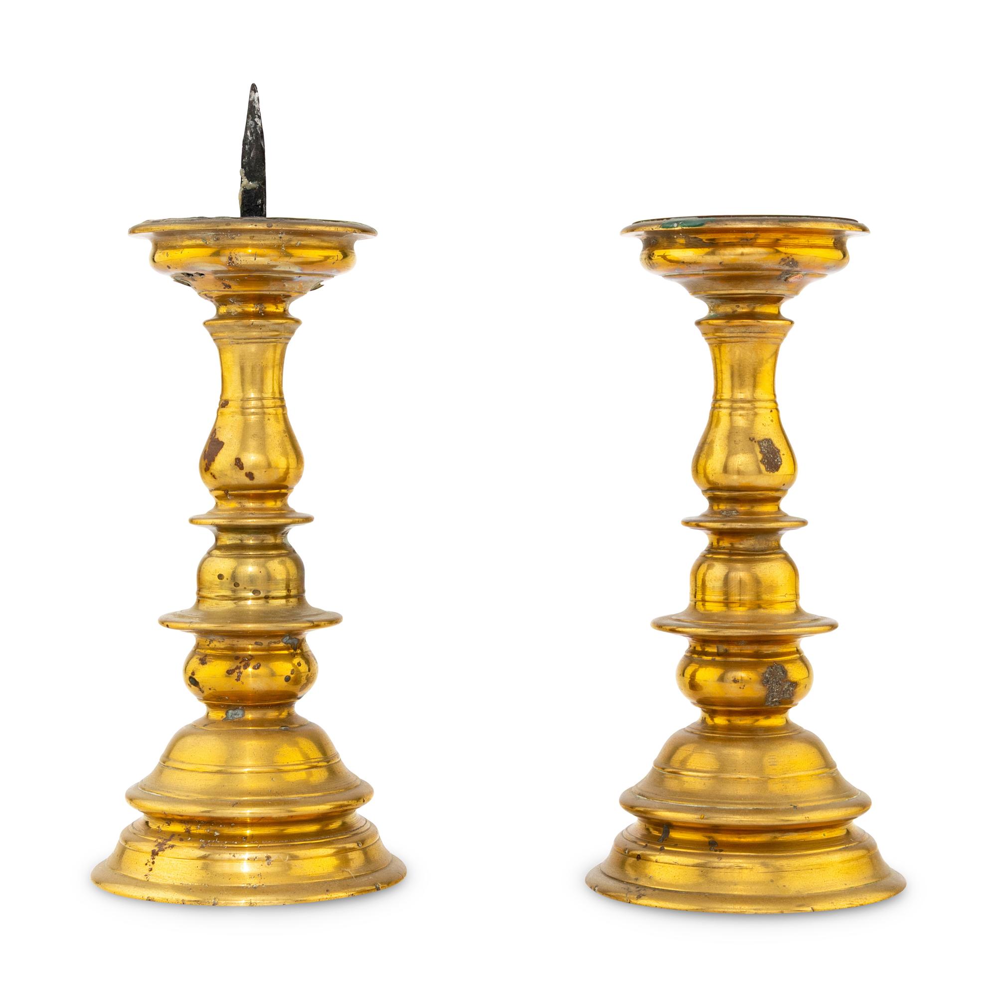A Pair of Louis XVI Brass Pricket Sticks