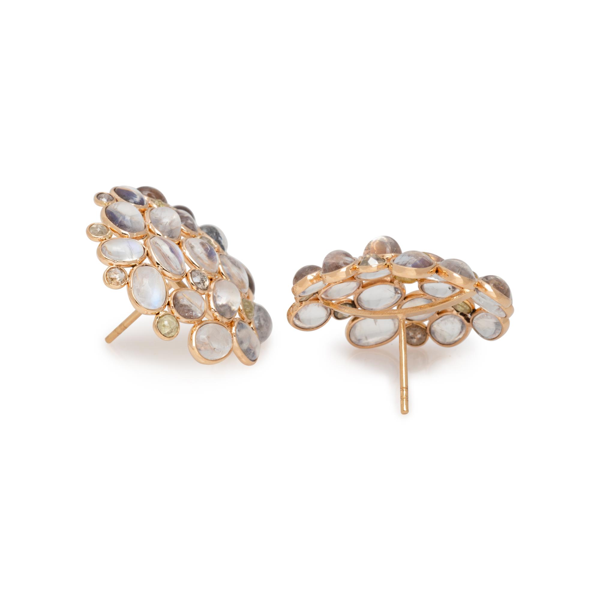 MOONSTONE AND DIAMOND EARRINGS
