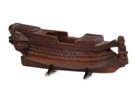 A French Prisoner of War Carved Boxwood Ship-Form Snuff Box