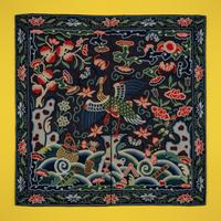 A Chinese Embroidered Silk 'Mandarin Duck' Rank Badge, Jiaqing Period — 清嘉慶 拉鎖綉三品文官孔雀補子