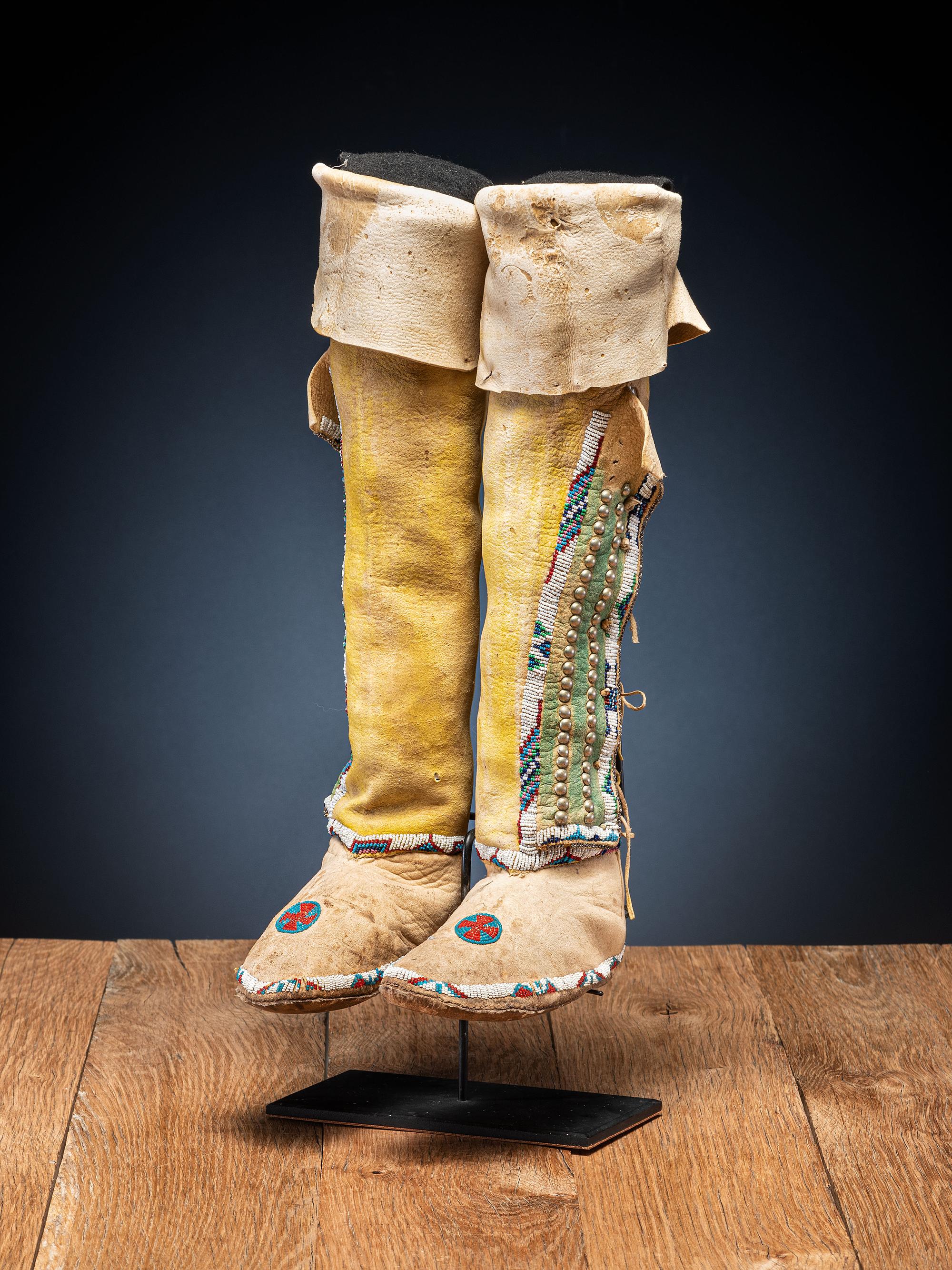 Comanche Beaded Hide Boot Moccasins