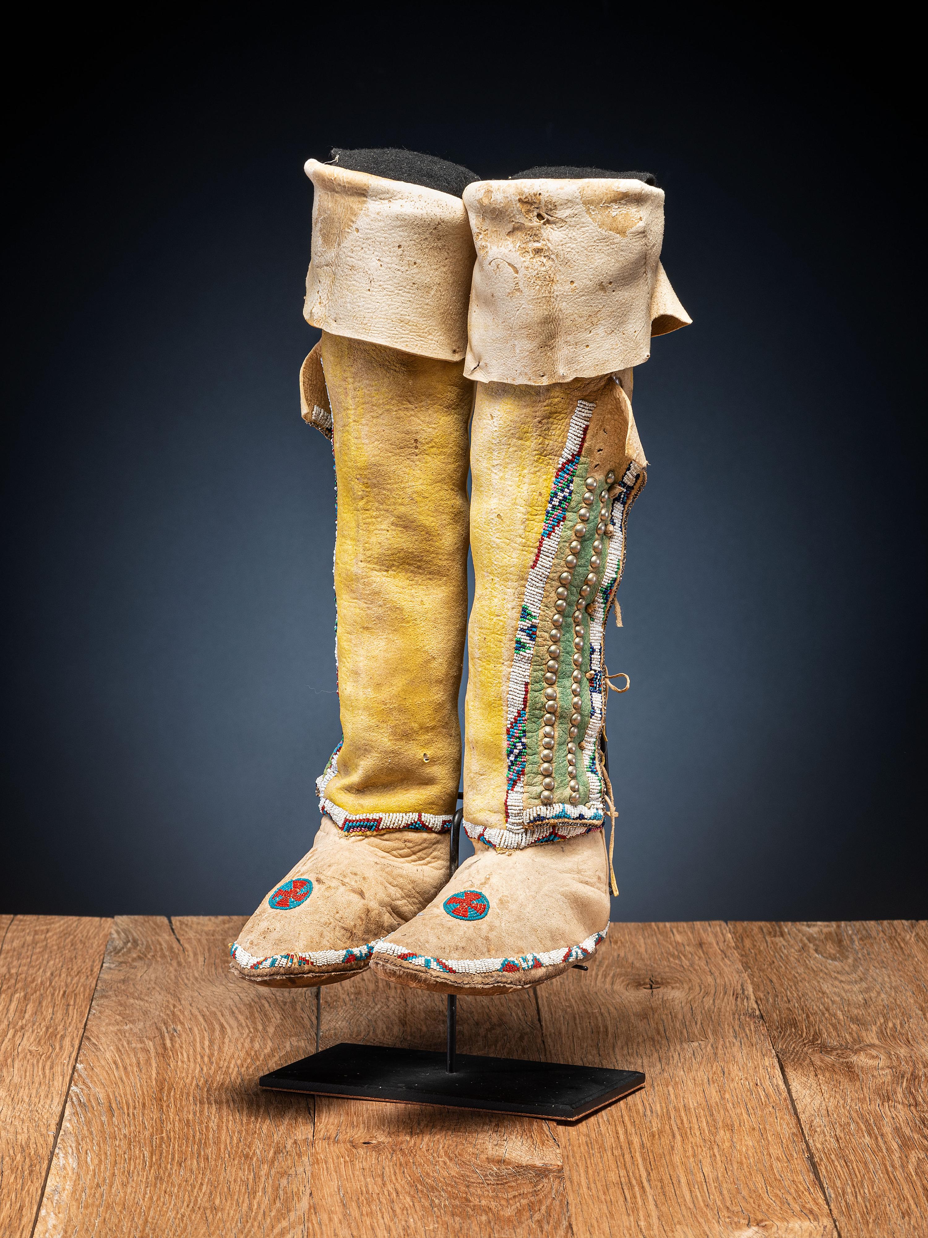 Comanche Beaded Hide Boot Moccasins