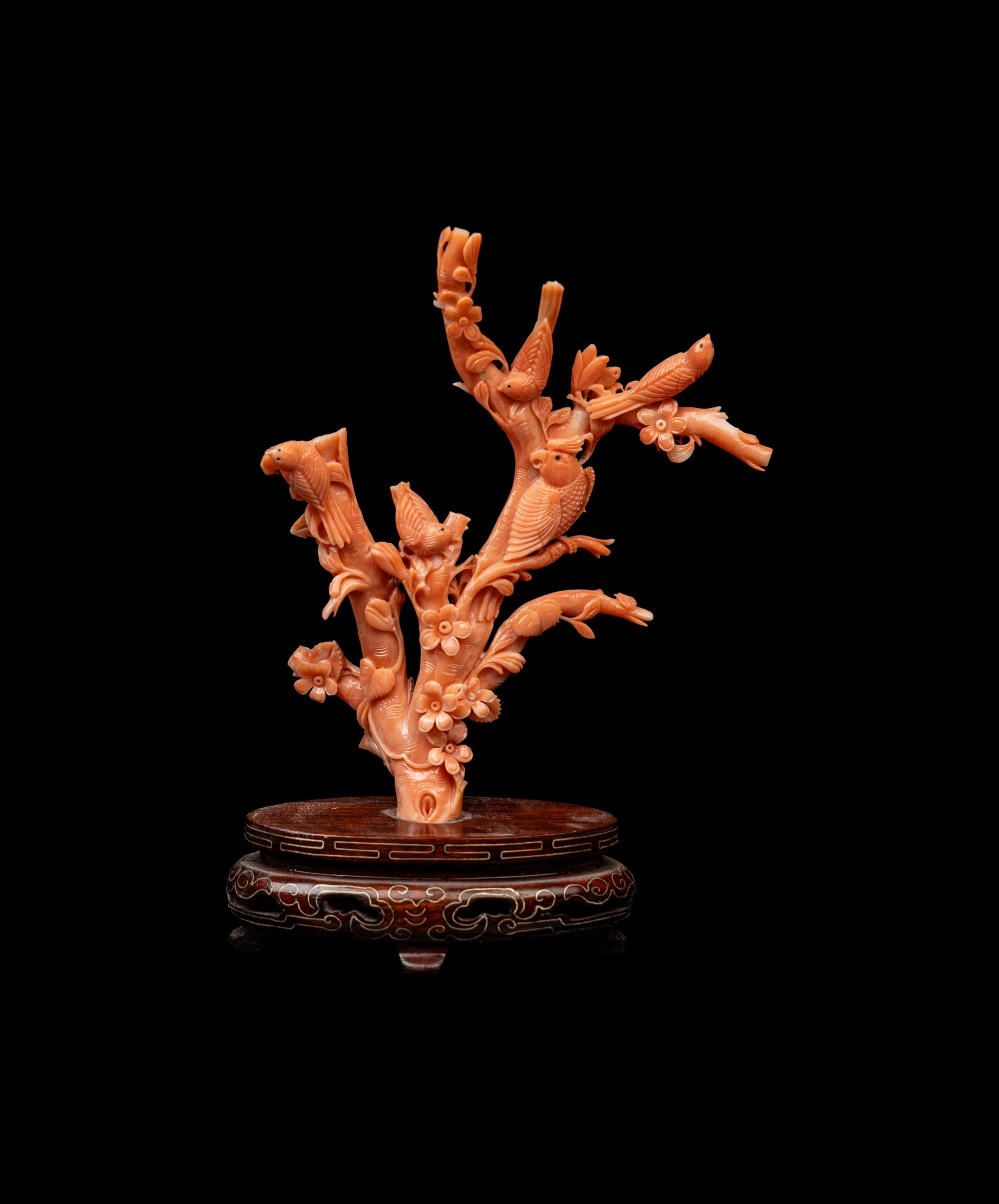 A Chinese Pink Coral Carving
