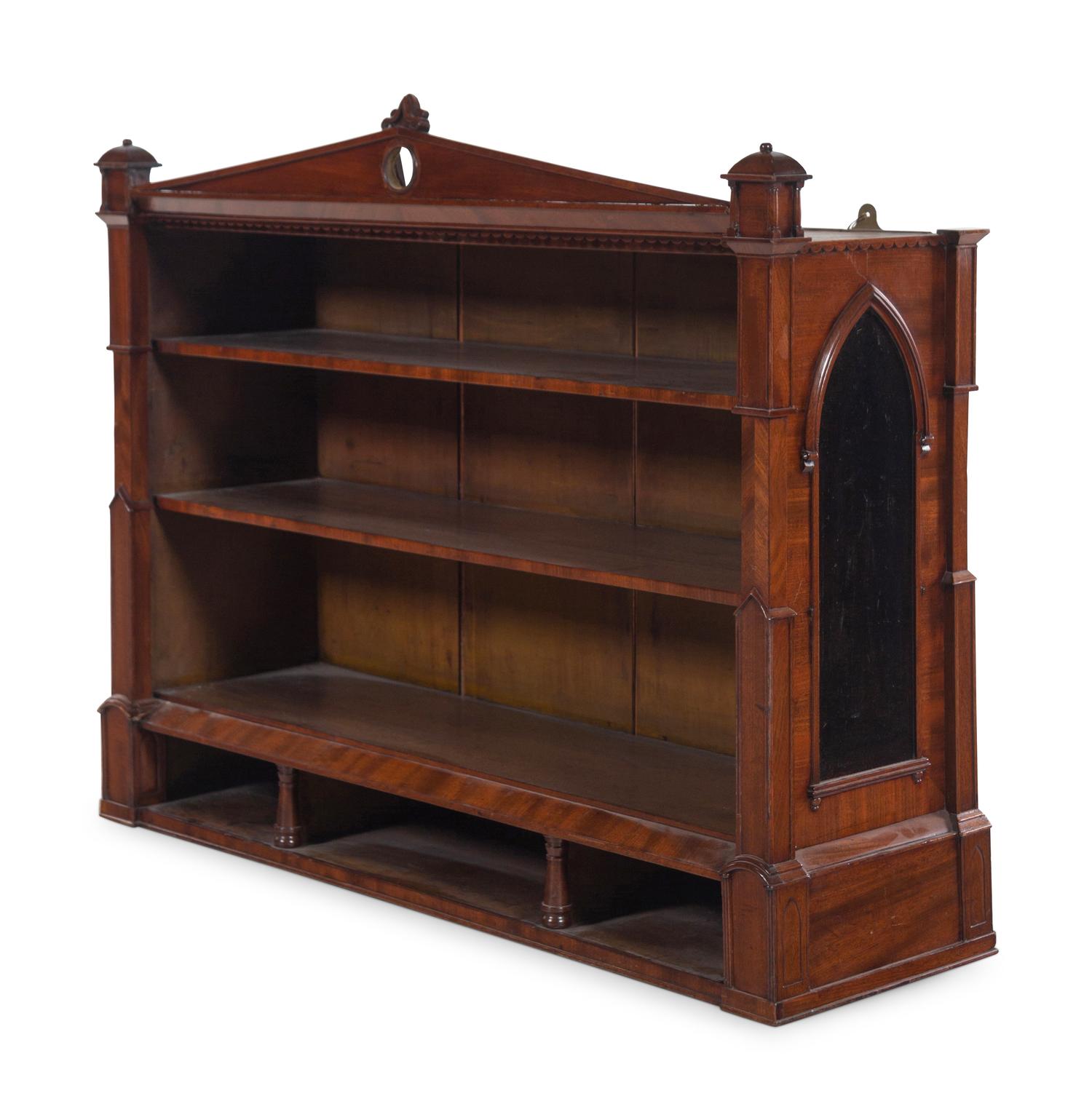 An English Gothic Style Mahogany Hanging Étagère