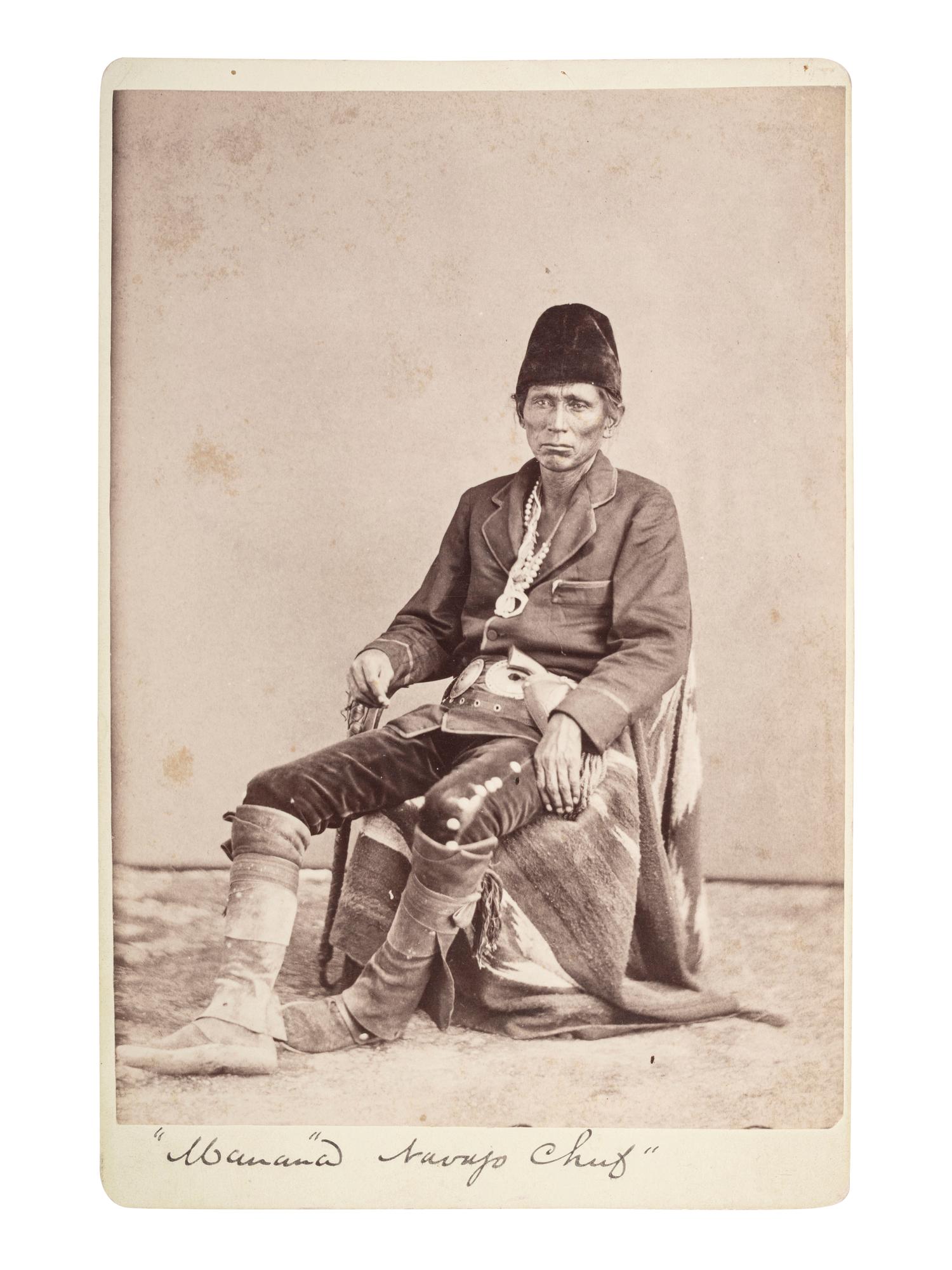 [NATIVE AMERICANS]. [GARDNER, Alexander (1821-1882), photographer]. Cabinet card featuring Navajo Chief Mariano.