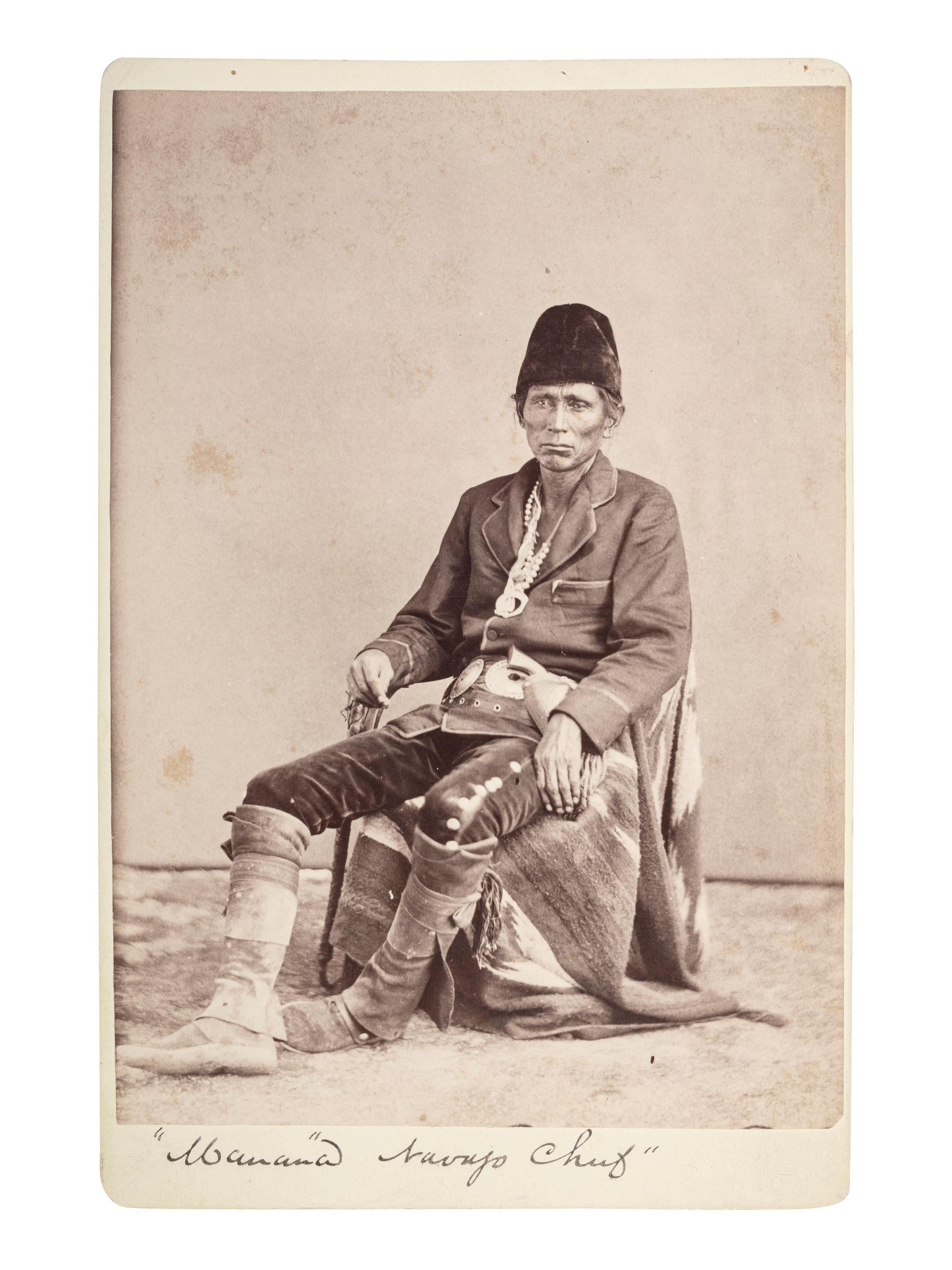[NATIVE AMERICANS]. [GARDNER, Alexander (1821-1882), photographer]. Cabinet card featuring Navajo Chief Mariano.