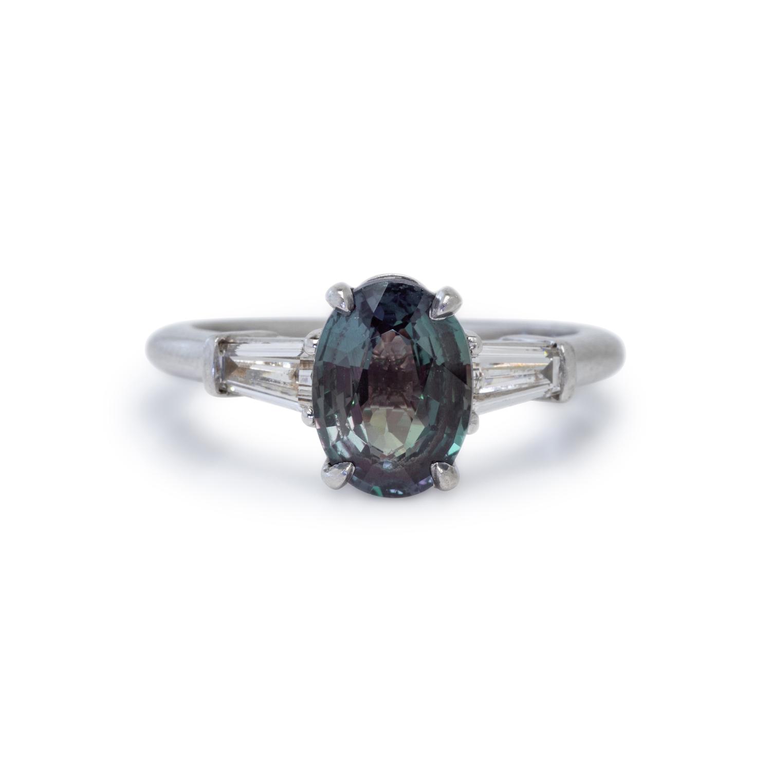 ALEXANDRITE AND DIAMOND RING