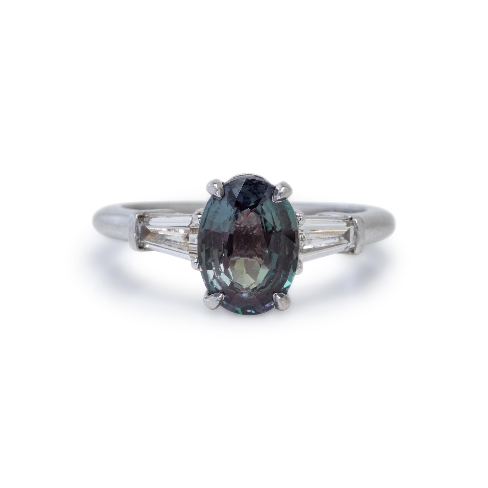 ALEXANDRITE AND DIAMOND RING