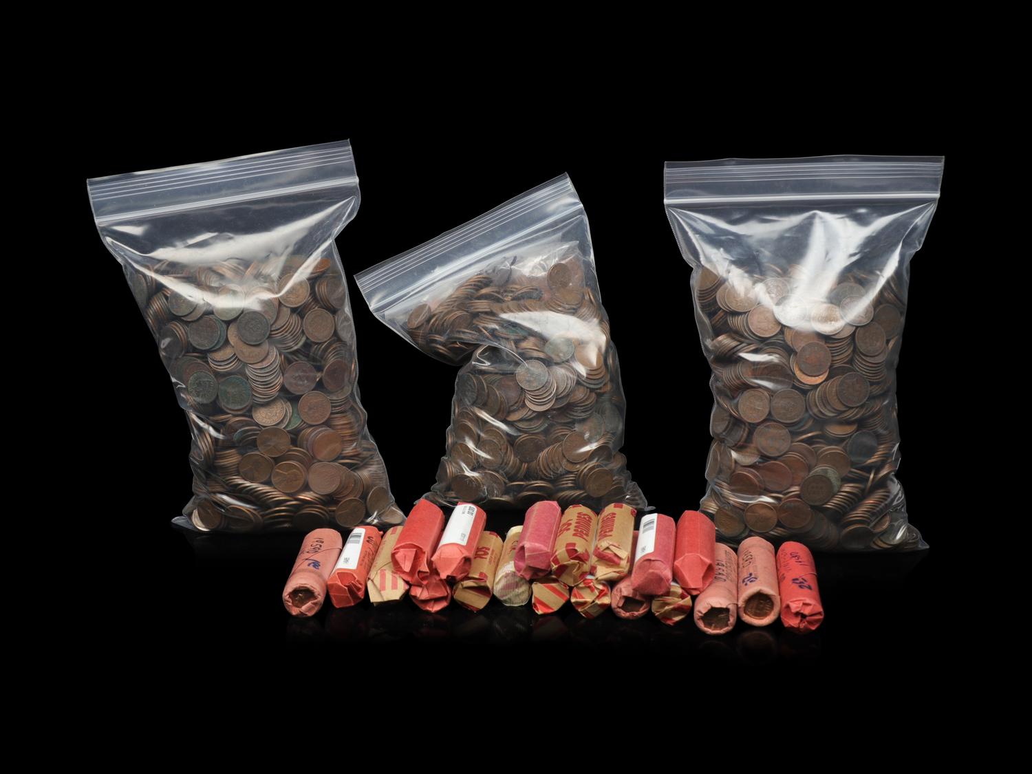 A Large Collection of Large and Small Size 1c Coins