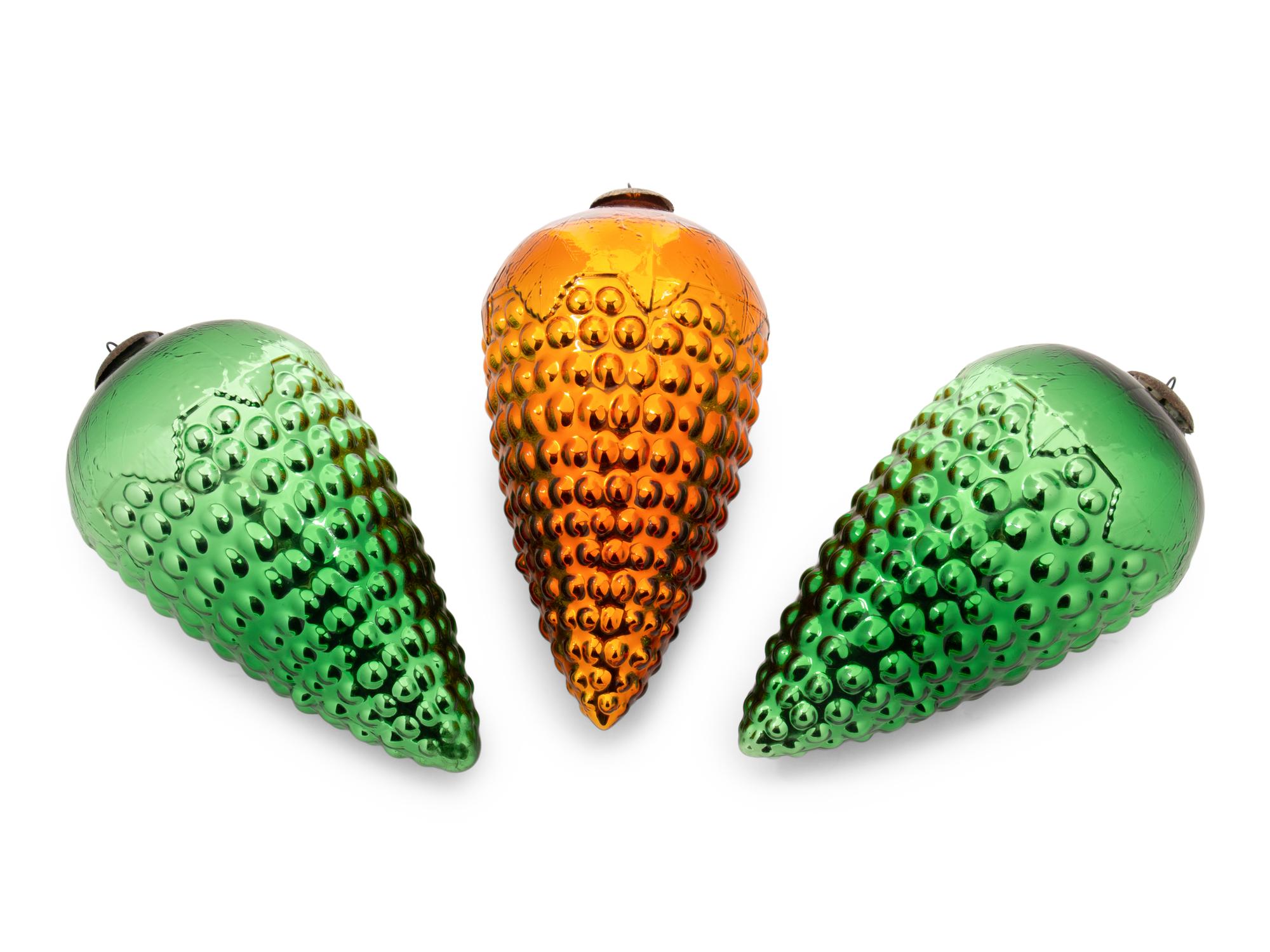 A Group of Three Large Cluster of Grapes Kugel Ornaments