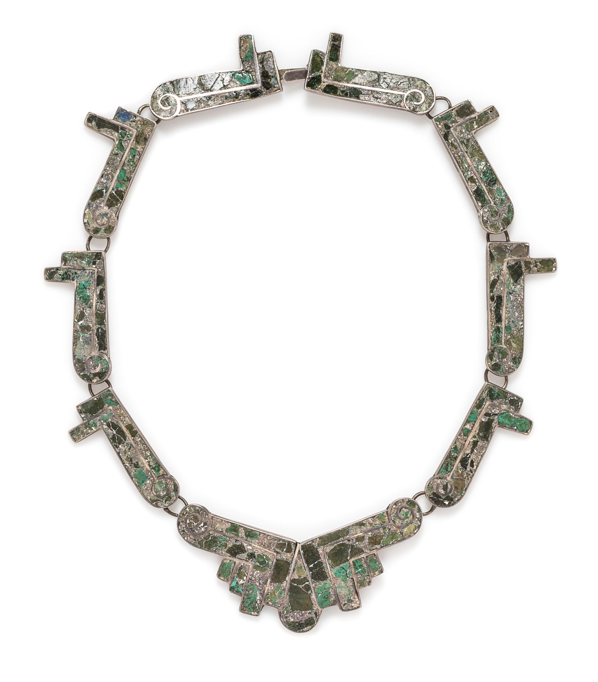 A 950 Silver and Hardstone Necklace, Taxco, 17.80 dwts.